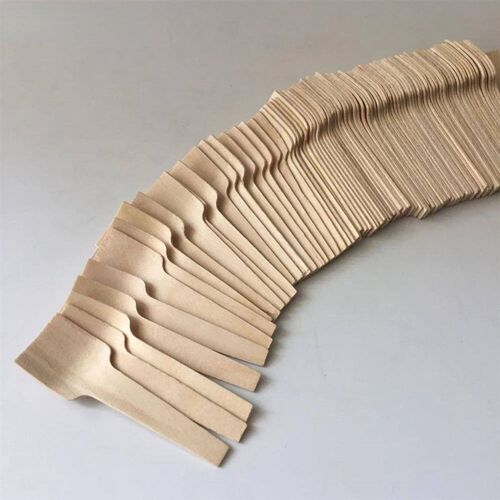 100pcs Disposable Mini Spoon Wood Ice Cream Scoop Dessert Sp
