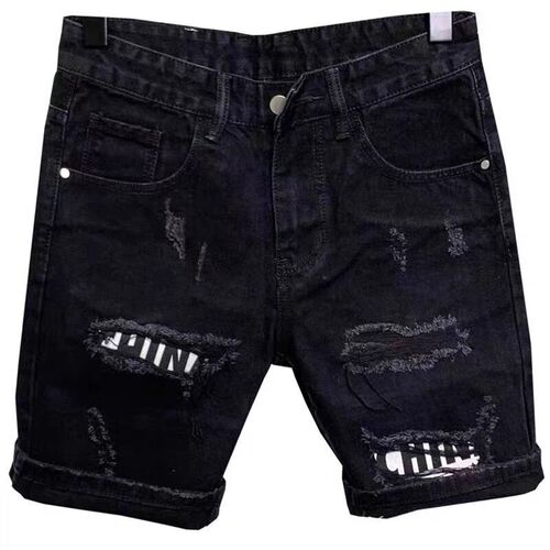 New Mens 2023 Hole ers Korean Fashion Slim Denim Short Pant