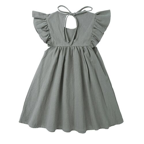0-6Y Toddler Kids Baby Girl Autumn Dress Ruffles Sleeve Soli