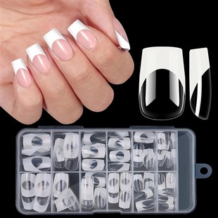 120pcs/box Acrylic French False Nails Medium Length Square A