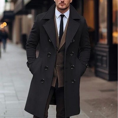 Autumn Winter Mens Woolen Coats Business Casual Fashion Dou