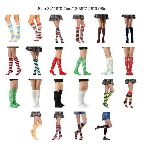 1 Pair Striped Knee-high Rainbow Socks Unique Flexible