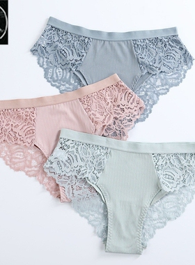 3 Pcs Cotton Panties Sexy Panty Briefs Lace Panties Women Un