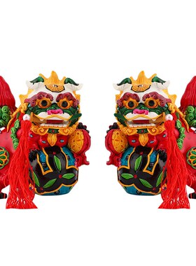 Chinese style souvenir dragon and lion porcelain Crafts gift