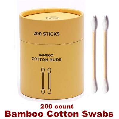 Bamboo Cotton Swabs Round Tips Wooden Buds Makeup Remover
