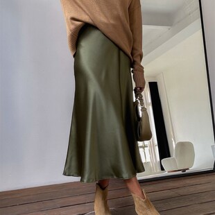 Tataria Silk Satin Skirts for Women High Waisted Skirt 2022