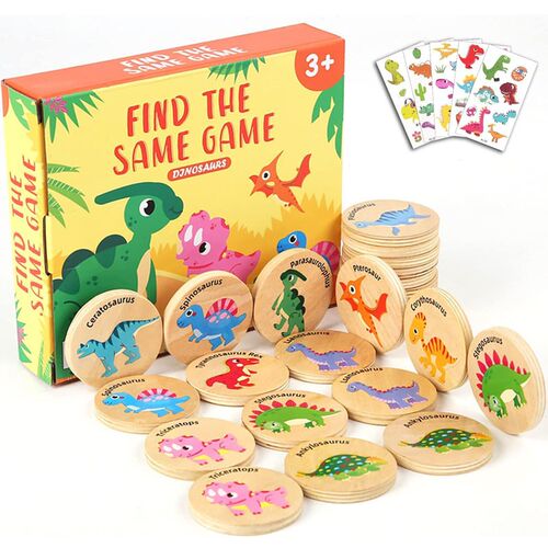 classromm dinosaur match Wooden Memory Game for Kids toy恐龙