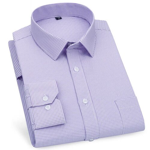 Mens Long Sleeved Shirt Casual Business Classic Striped Plai
