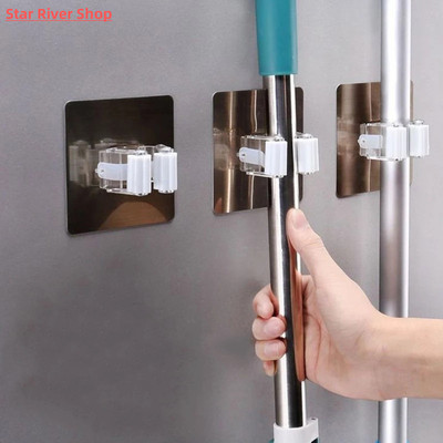 Adhesive Multi-Purpose Hooks Wall Mounted Mop Organizer Hold
