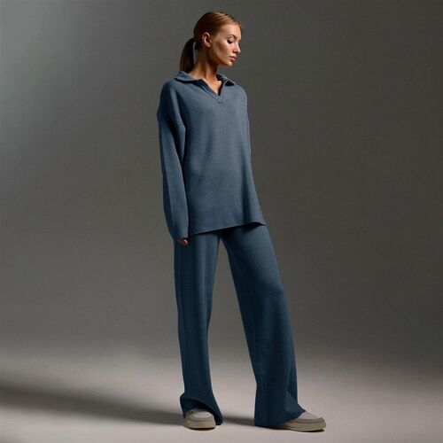 Knitted Suit Sweater Suit llar Knitted Pullover Wide-leg Pan