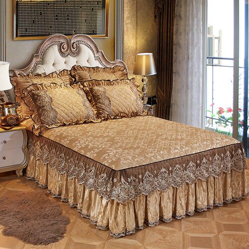 Korean Version Of Velvet Quilted Bed Skirt Solid lor Europea