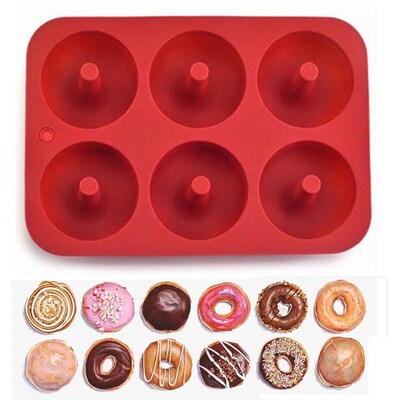 6 Holes Silicone Donut Mold Bagel Pan Non Stick Baking Heat