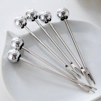 6pcs Stainless Steel Dessert Forks With Storage Jar Bear Fru