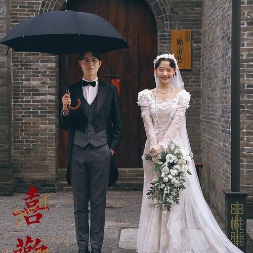 白绿韩式手捧花瀑布形新娘花束仿真婚礼复古民国风拍照道具手捧花