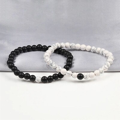 Hot Trendy Men Lava Stone Couples Distance Bracelets