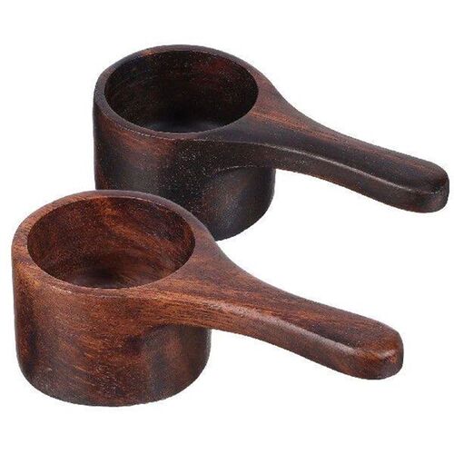 Kitchen Serving Ladle Coffee Spoons Wooden Beans Stainless