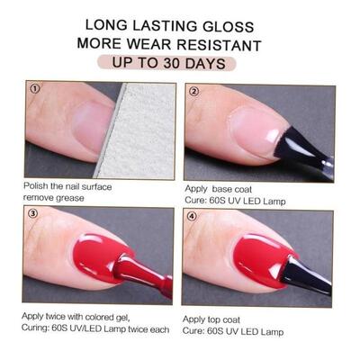 No Wipe Top Coat Base Coat Primer UV Gel Nail Art Tips