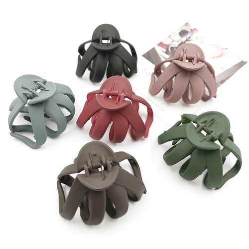 New Solid Color Hair Claw Geometric Hollowing Simple Matte C