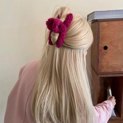 Large Size 13cm Hair Clip Winter Faux Fur Hair Claw Elegant