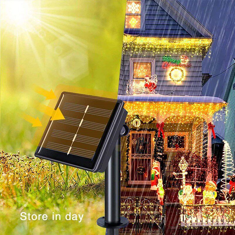 3.5M/7.5M 160Leds Solar Icicle String Lights Indoor Outdoor