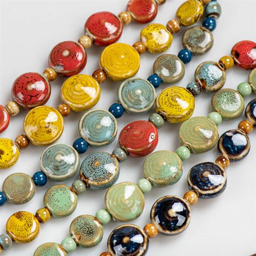Colorful Disssed Retro Irregular Ceramic Beads Gift Neckalce