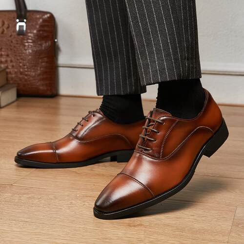 Mens Classic Oxfords Formal Dress Shoes Brogues Derbys 真皮