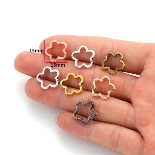 20pcs Two Hole Flower Frame Beads Spacer Connectors Diy Neck
