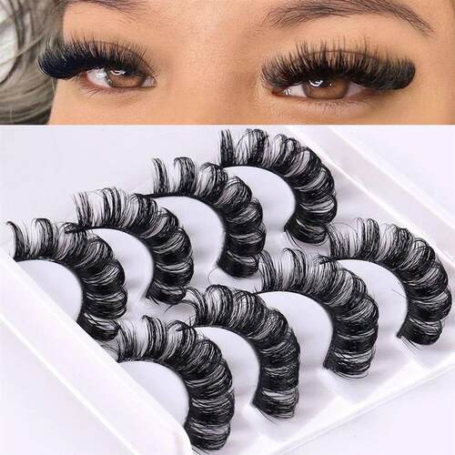 4 Pairs Russian Strip Lashes Fluffy Mink Lashes 3D False Eye