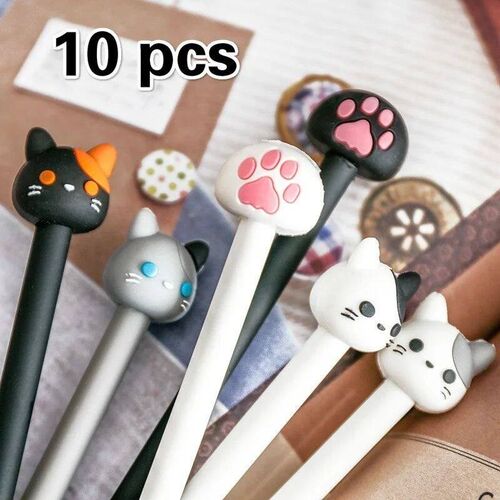 10pcs/batch Kawaii Cat Gel Signature Pen Cute Claw  Stylos B