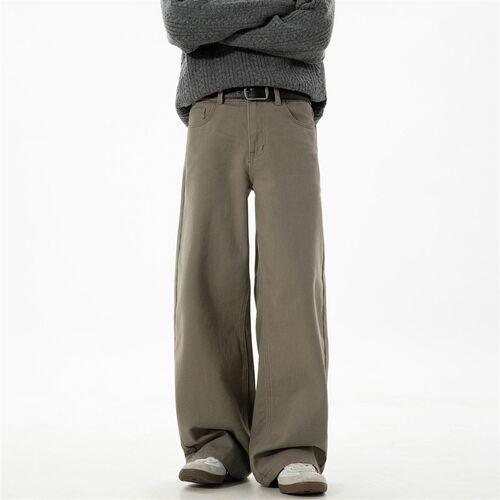 Twill Slightly Wide Loose Straight Casual Pants Mens Textur