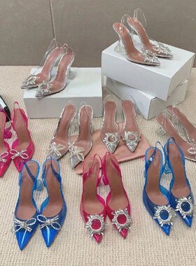 2021 Summer New Diamond Bow Womens Sandals PVC Transparent