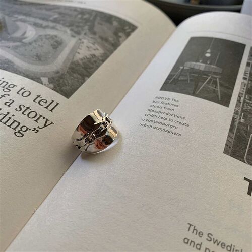 Heavy industry retro ring buckle striped ring ins cold wind