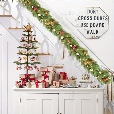 6ft Christmas Green Garland with LED Lights Realistic Cedar