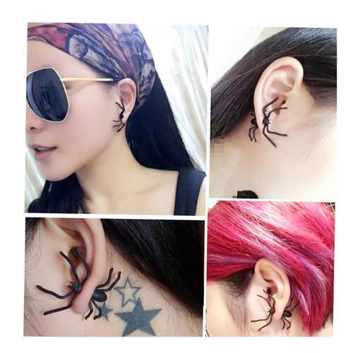 Halloween Decoration 1Piece 3D Creepy Black Spider Ear
