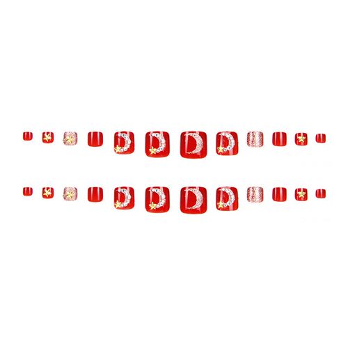 Removable fake toenail patch finished nail red star summer w