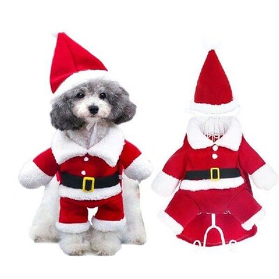 Pet Cosplay Supplies Funny Santa Standing Costume Dog Party