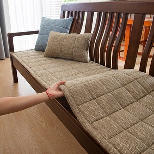 加厚棉麻实木沙发垫秋冬款防滑红木沙发坐垫子202新款座垫定制