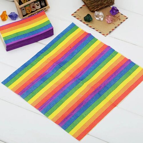 Rainbow Table Paper Napkins, Simple, Colorful, Striped,Paper