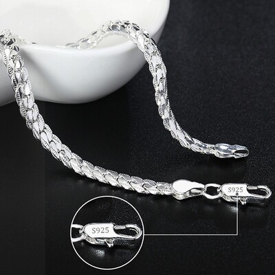 Noble 925 Sterling Silver Square Solid Chain Bracelet For