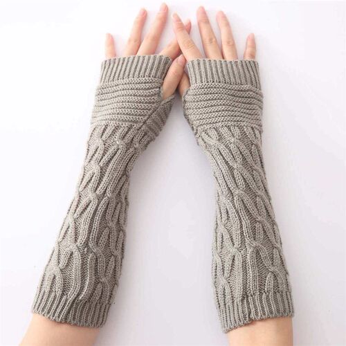 New tumn and Winter Knitted Half-finger Open-finger Gloves W