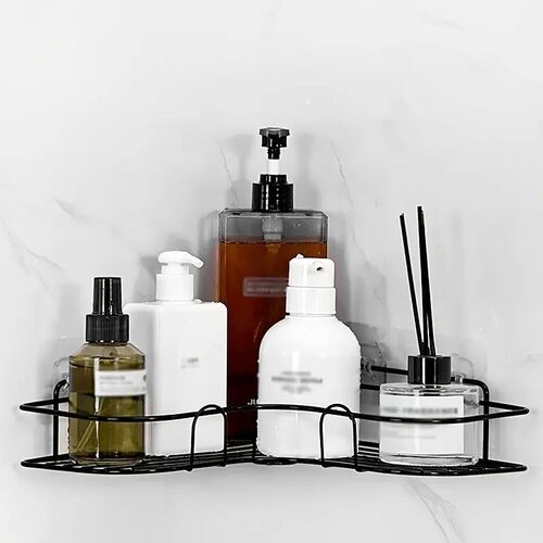 1pc Wall Mounted Bathroom Shelf, Shower Caddy Rack, No Punch