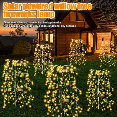1pc 200LED Solar Firecracker Willow Fireworks Lights Outdoor