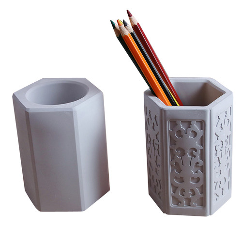 DIY自制清水混凝土笔筒硅胶模具水泥多肉花盆香薰石膏滴胶创意大