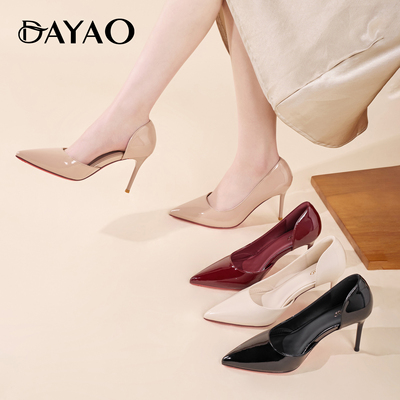 大尧新款步步生莲尖头8cm单鞋