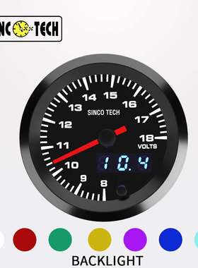 SINCOTECH 高速步进电机2吋7彩LED数码赛车电压表黑色52mm DO6367
