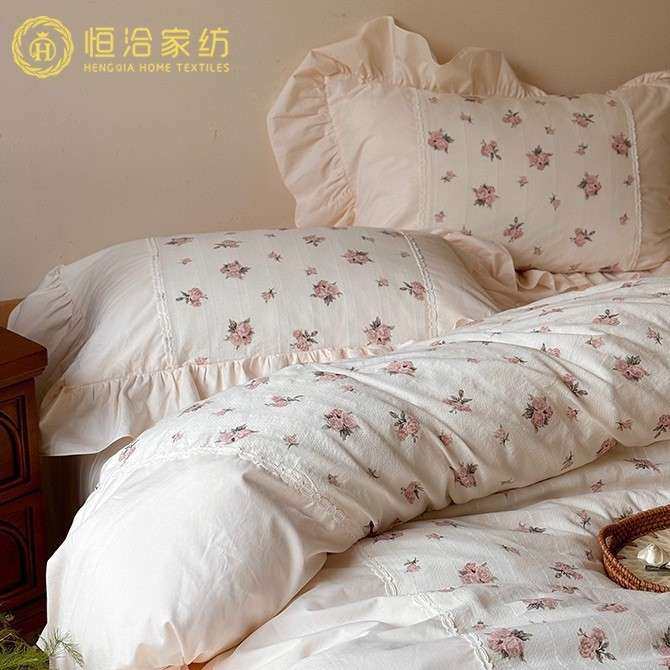 法式少女全棉超柔水洗棉四件套小碎花印染纯棉被套床上用品粉色,3C数码配件,其它配件,淘宝优惠券,粉丝福利购,淘宝优惠卷