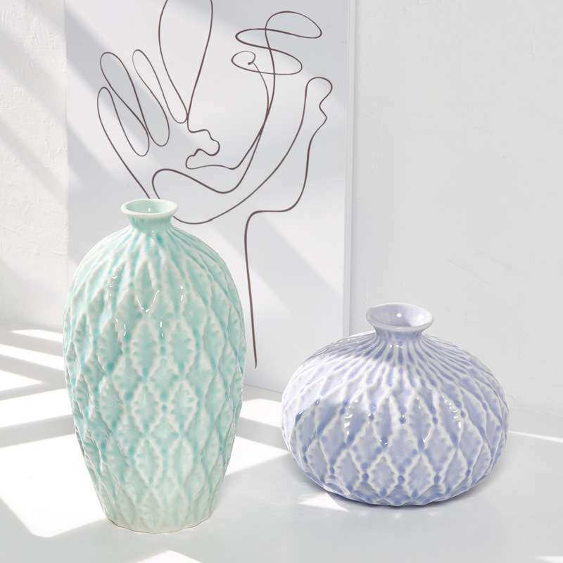 蜀门冰裂陶瓷器花瓶家居装饰品摆件插花干花中式客厅电视柜工艺品