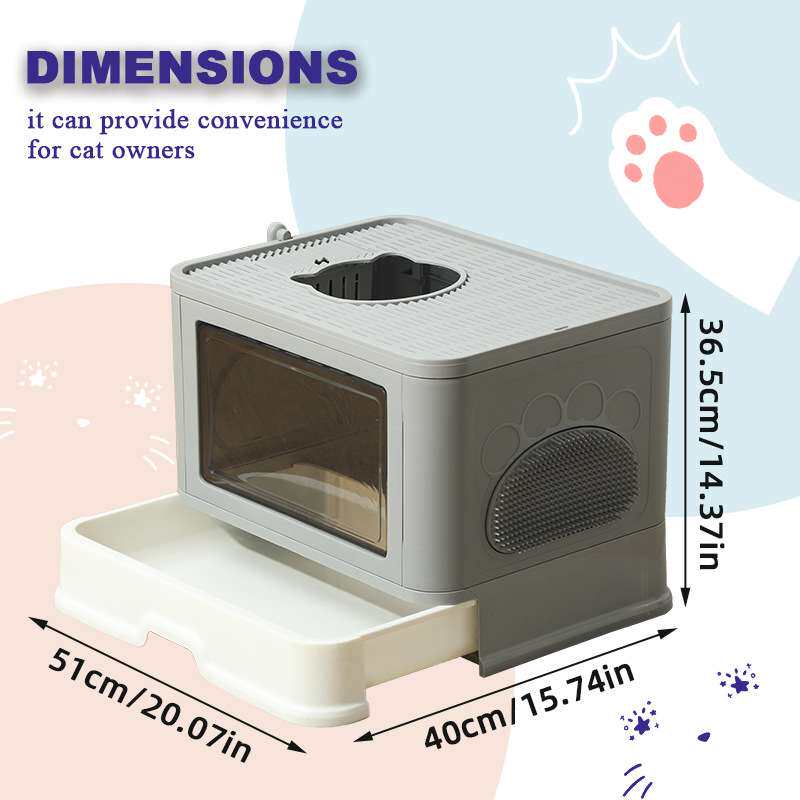 Foldable Box, Enclosed Potty with Scoop Cat Litter Box