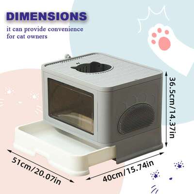 Foldable Box, Enclosed Potty with Scoop Cat Litter Box