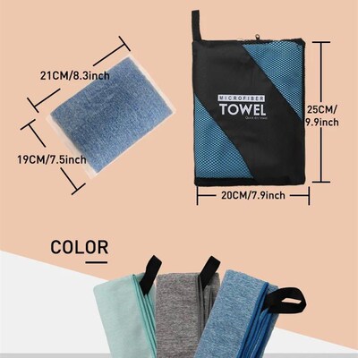 Microfiber Quick Dry Gym Towel Silver ION OdorFree Absorbent